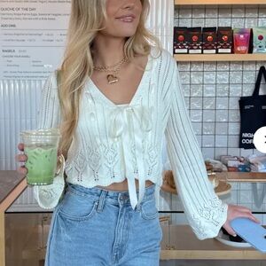 Vestiqie Luciana sweater top ribbon bow knit cardigan